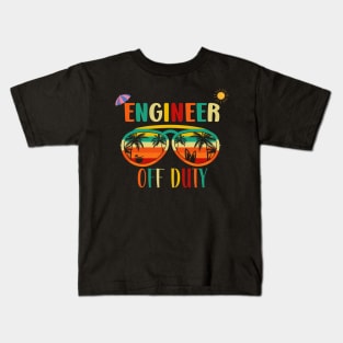 Engineer Off Duty- Retro Vintage Sunglasses Beach vacation sun for Summertime Kids T-Shirt